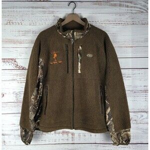 Drake Waterfowl Mens Size L MST Camo Sherpa Fleece Hybrid Liner Full Zip *LOGO*